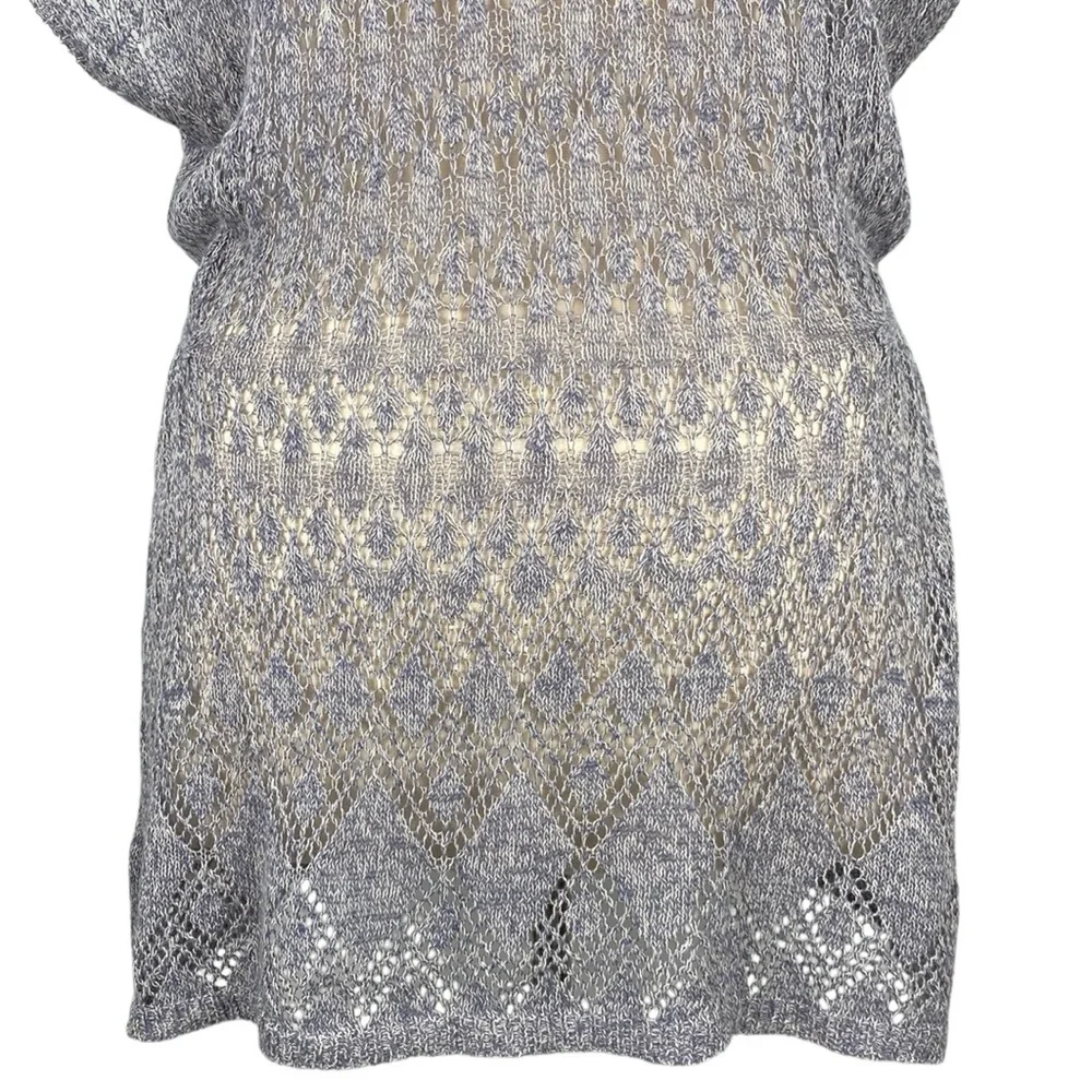 Anthropologie Moth Pointelle Slate Gray Linen Blend Lace Knit Hooded Sweater - Picture 11 of 16